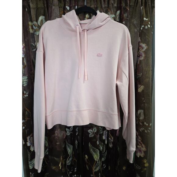Lacoste Womens Pink Hoodie Cropped Size 42 - Picture 2 of 16